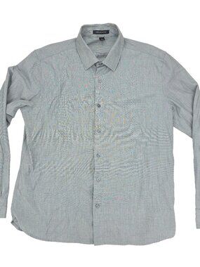 Mercer + Mettle Button Shirt Mens Large Gray Stretch Long Sleeve Solid